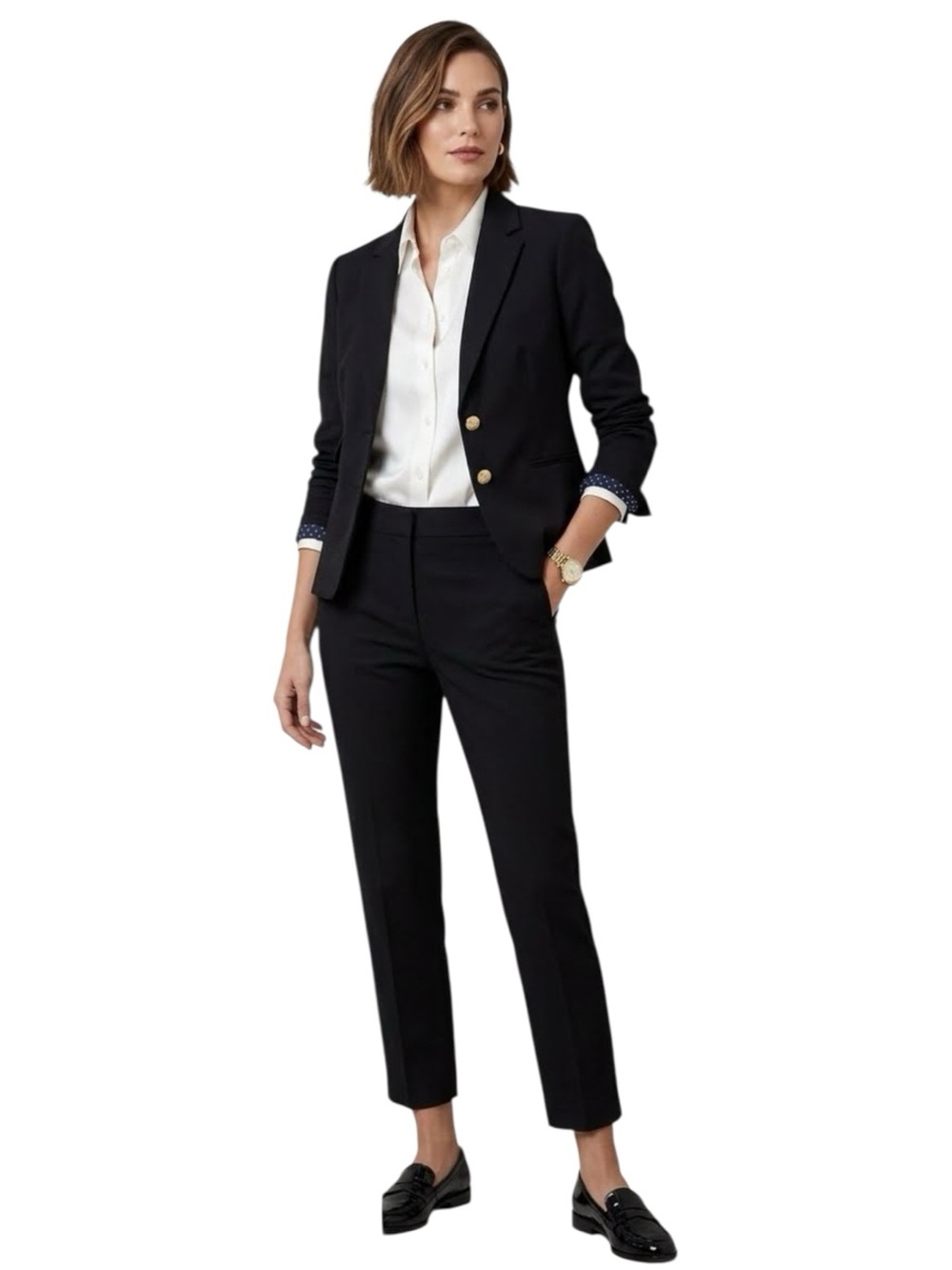 Cartonnier for Anthropologie Black Tailored Blazer with Gold Buttons